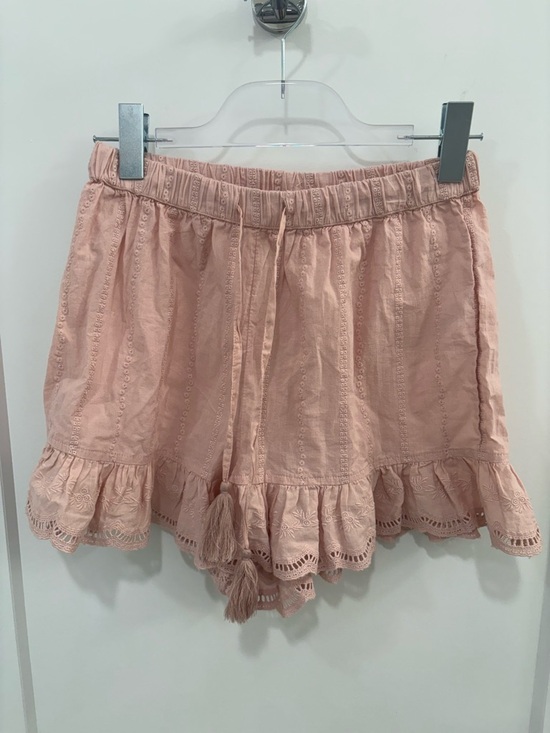 Shabby Chic Pants - Shabby Chic Pink Cotton Eyelet Ruffled Shorts Size Small